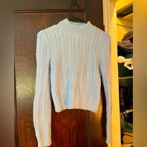 Baby blue, eyelash turtleneck sweater